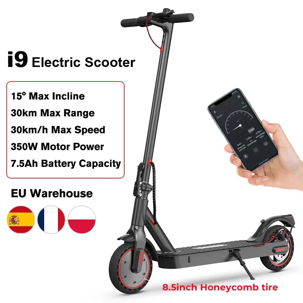 IScooter-Trottinette Électrique i9, Moteur 350W, 36V, 7,5 Ah, Autonomie 30km, 8.5 Pouces, Nid d'Abeille, Rika Scdoms avec Application, Affichage 35%