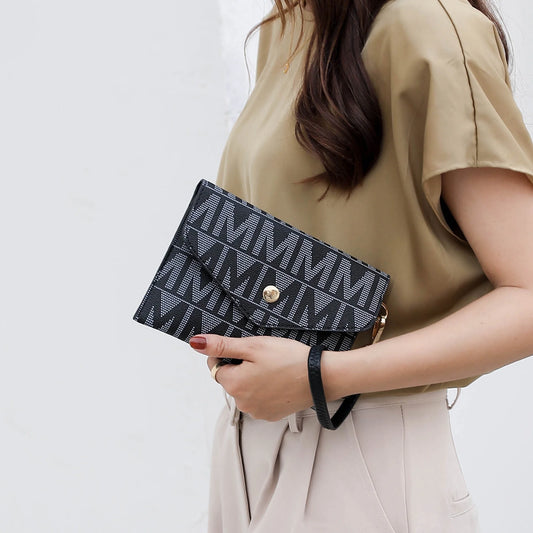 by Mia K. Marimar Women'S Tote Bag with Pouch and Wristlet, Signature 4 Piece Set - Grey