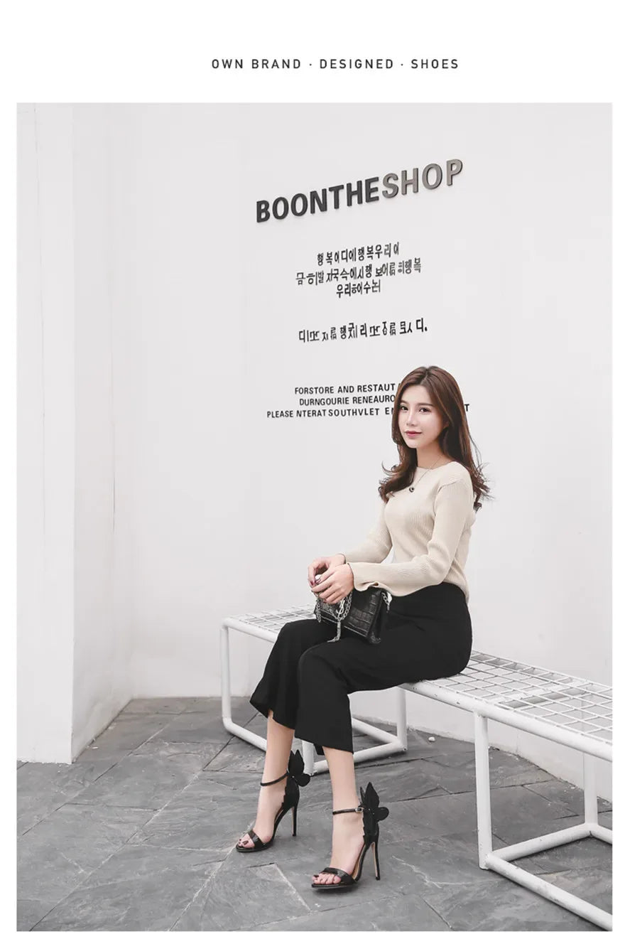 Sandales à Talons Hauts - Ailes de Papillon - Cuir Verni - Masko shop