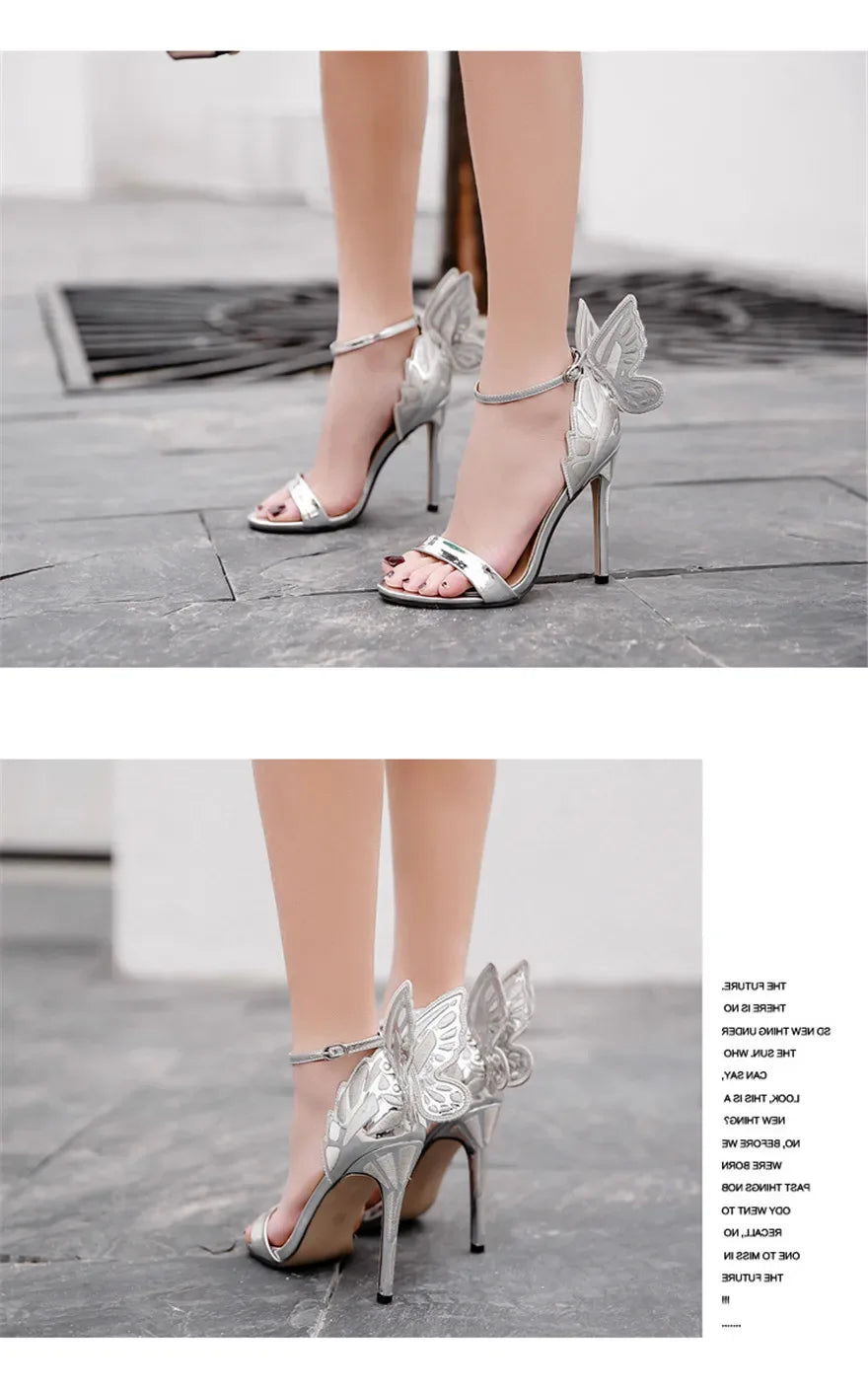 Sandales à Talons Hauts - Ailes de Papillon - Cuir Verni - Masko shop