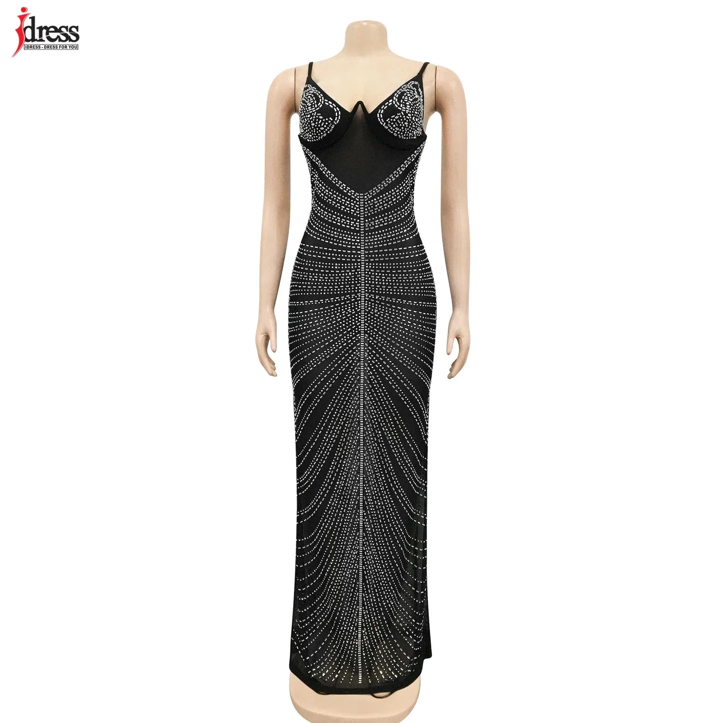 Robe Maxi HBLL - Maille Strass Brillante - Bretelles Spaghetti - Masko shop