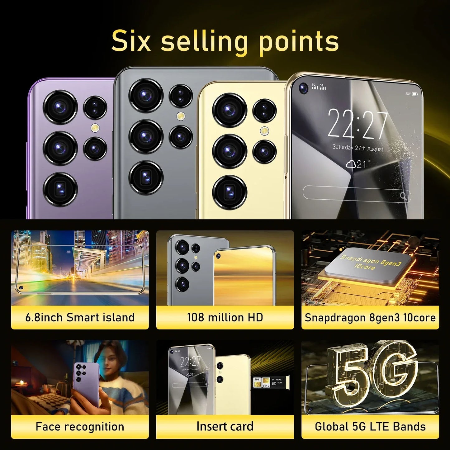 Smartphone S24 Ultra - Écran 7.3" - 16GB RAM + 1TB - 5G - Masko shop