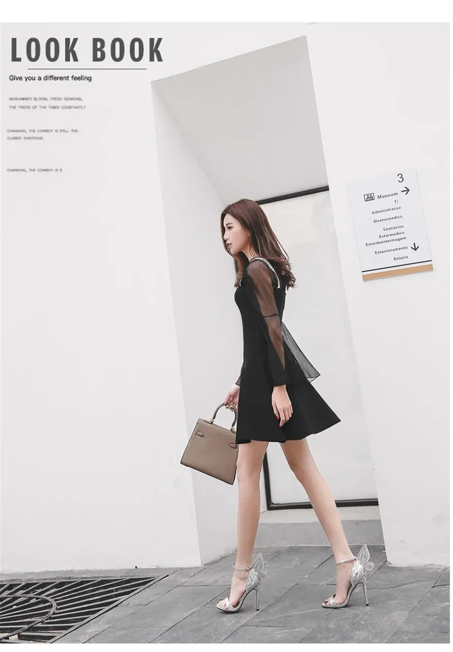 Sandales à Talons Hauts - Ailes de Papillon - Cuir Verni - Masko shop