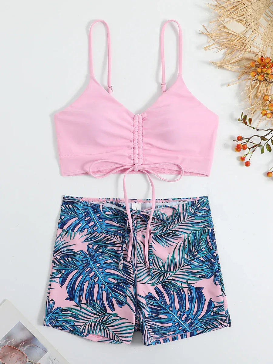 Maillot de Bain Tropical Taille Haute avec Short - Masko shop