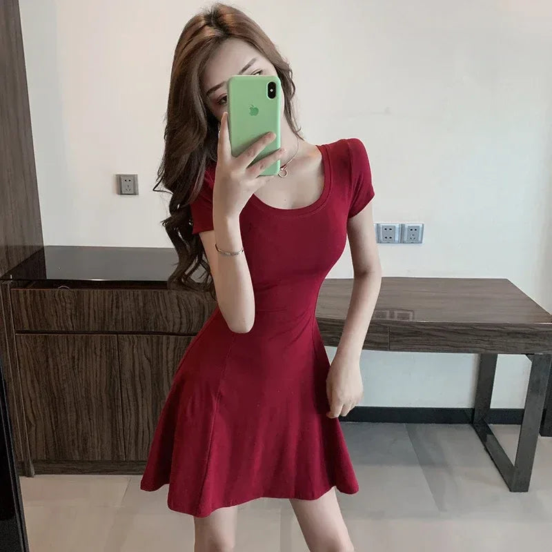 Robe Ligne A Manches Courtes Élégante - Masko shop