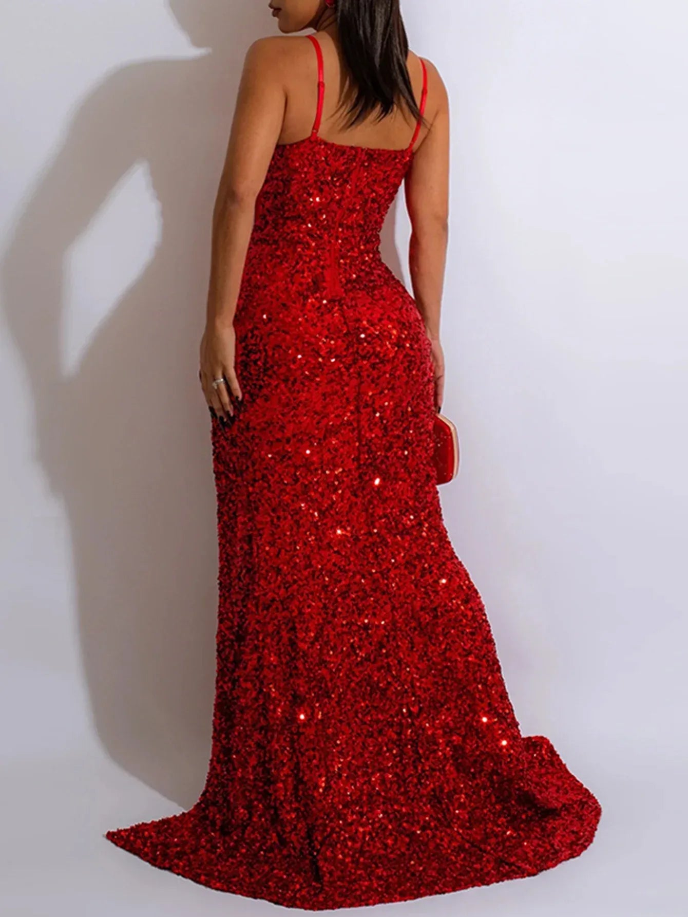 Robe Maxi Noire à Paillettes - Transparente - Style Sexy - Masko shop