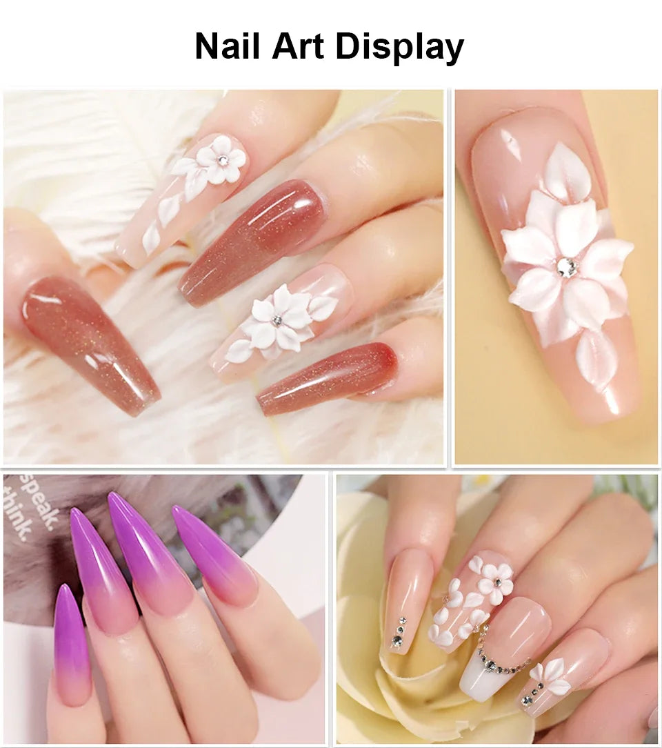 Kit d'ongles en acrylique, Kit de poudre acrylique avec lampe à ongles, colle à ongles en acrylique, poudre à paillettes, Kit d'outils d'art des ongles