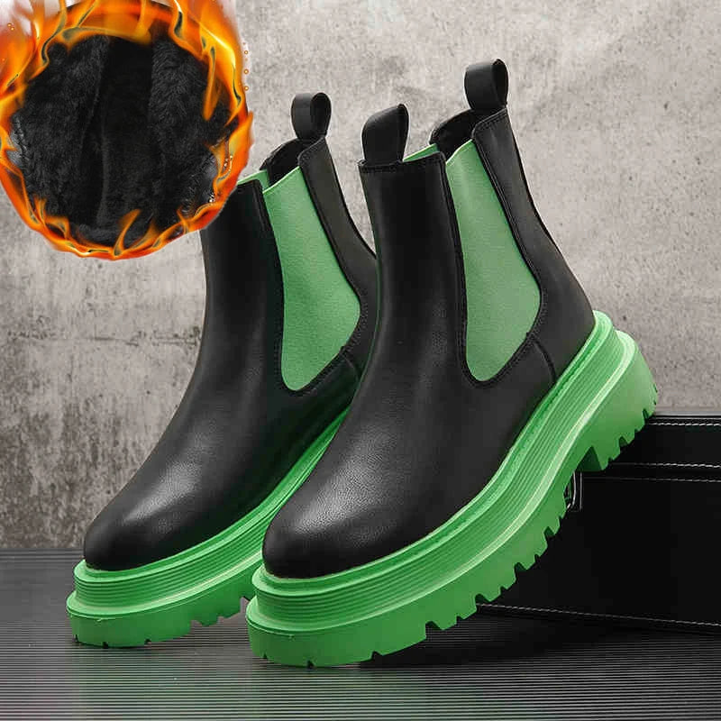 Hommes de luxe mode fête bal haute chelsea bottes automne hiver chaussures noir blanc cowboy plate-forme botte en cuir original botas homme