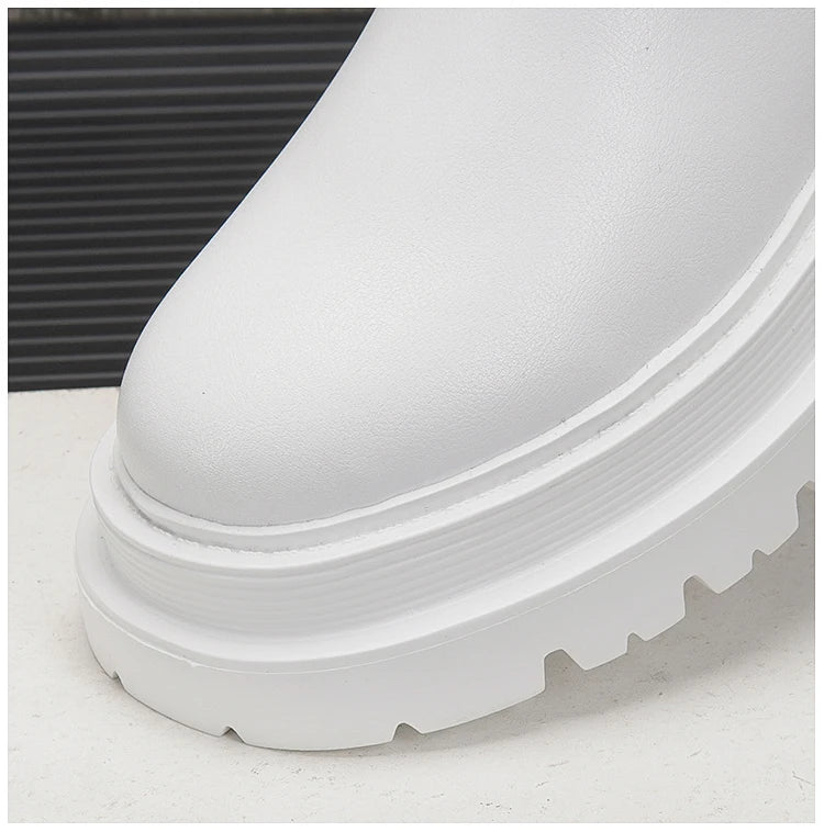 Hommes de luxe mode fête bal haute chelsea bottes automne hiver chaussures noir blanc cowboy plate-forme botte en cuir original botas homme