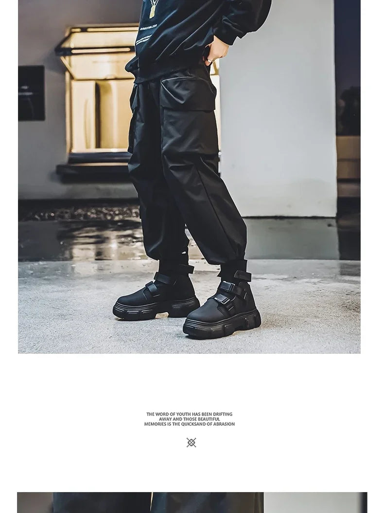 Hommes bottes plate-forme chaussures d'hiver décontracté en plein air cheville en cuir Cowboy tactique randonnée travail baskets concepteur de luxe