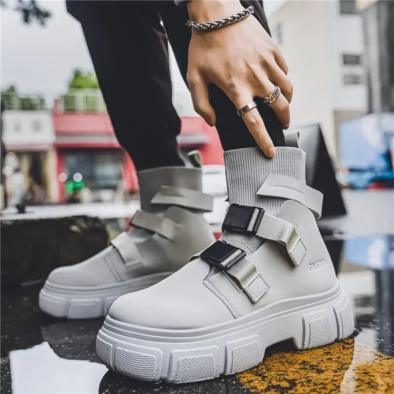 Hommes bottes plate-forme chaussures d'hiver décontracté en plein air cheville en cuir Cowboy tactique randonnée travail baskets concepteur de luxe