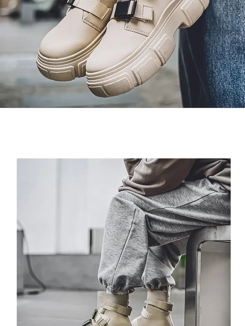 Hommes bottes plate-forme chaussures d'hiver décontracté en plein air cheville en cuir Cowboy tactique randonnée travail baskets concepteur de luxe