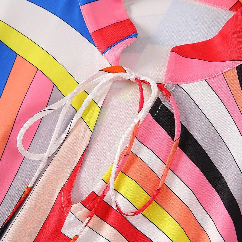 Robe Rayures Colorées - Manches Chauve-Souris - Masko shop