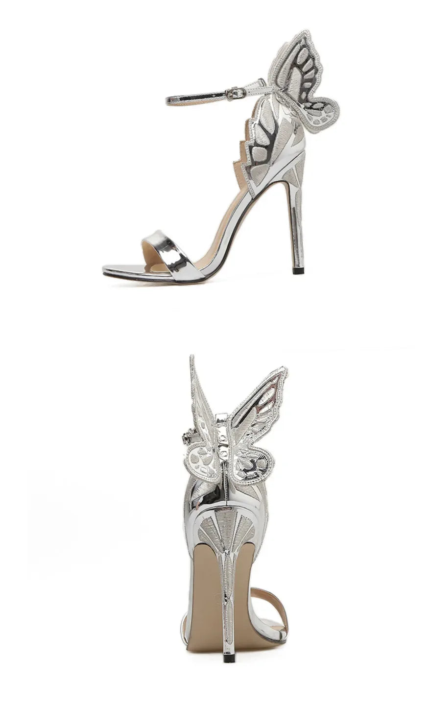 Sandales à Talons Hauts - Ailes de Papillon - Cuir Verni - Masko shop