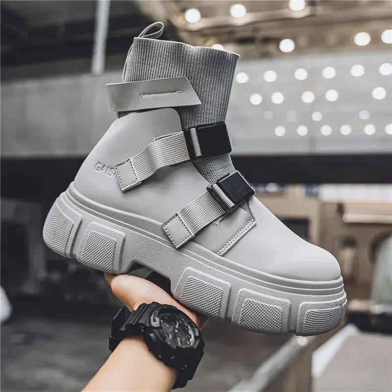 Hommes bottes plate-forme chaussures d'hiver décontracté en plein air cheville en cuir Cowboy tactique randonnée travail baskets concepteur de luxe