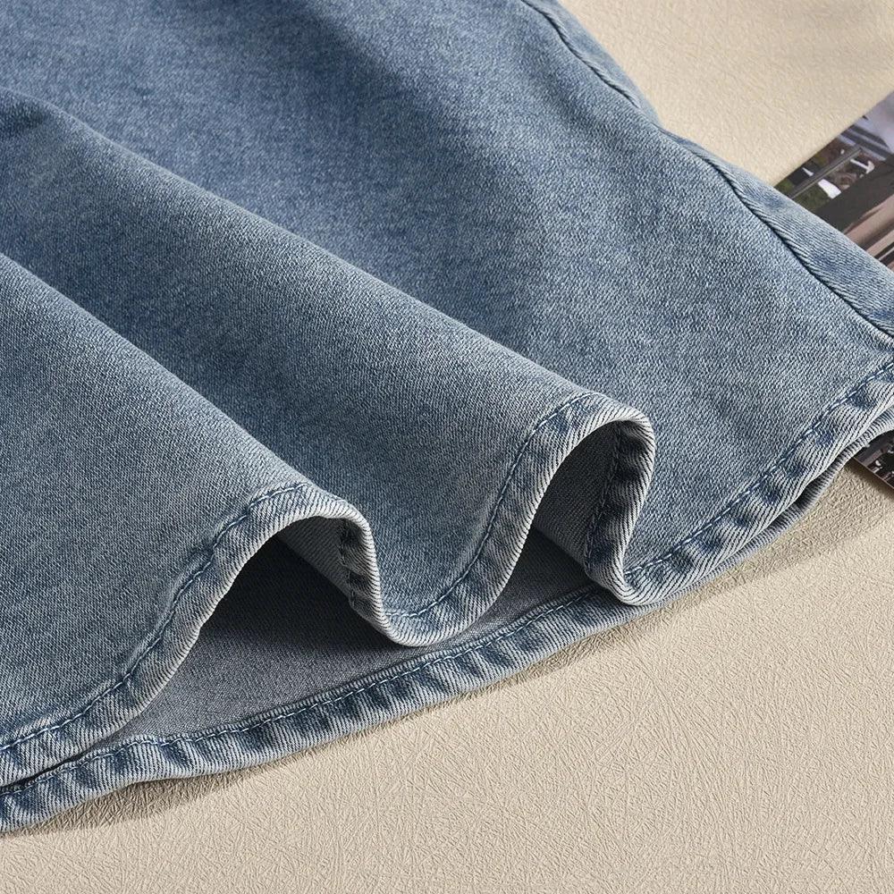 Robe Denim Stretch Dos Nu à Volants - Style Élégant - Masko shop