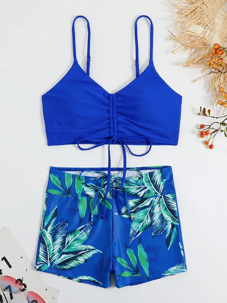 Maillot de Bain Tropical Taille Haute avec Short - Masko shop