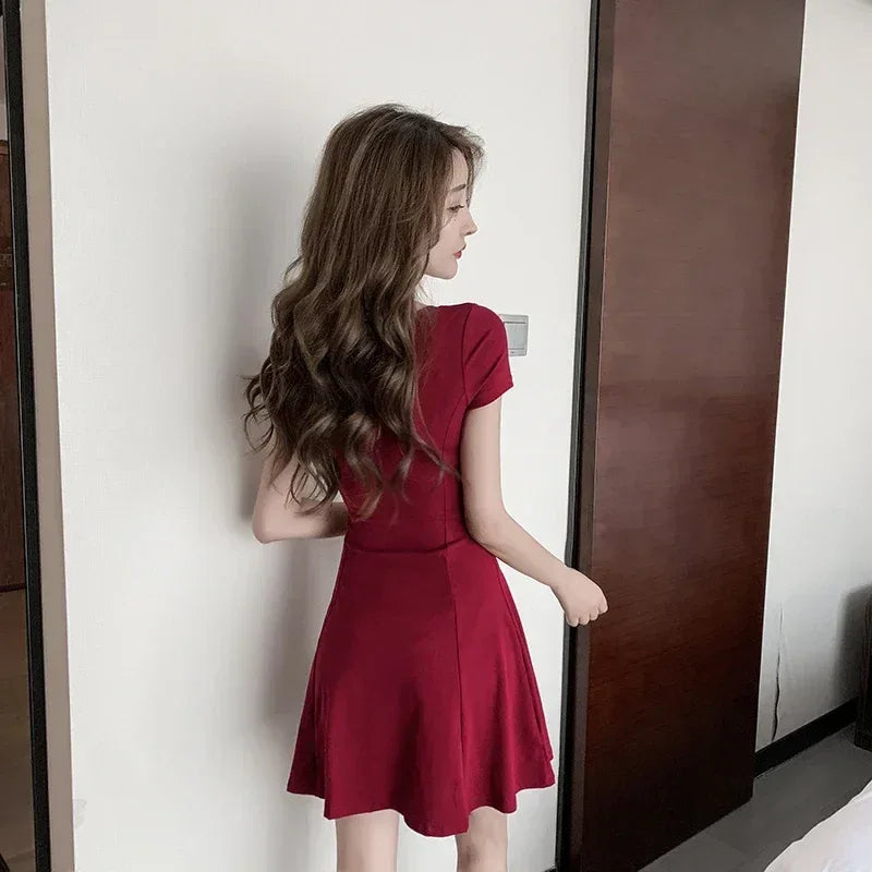 Robe Ligne A Manches Courtes Élégante - Masko shop