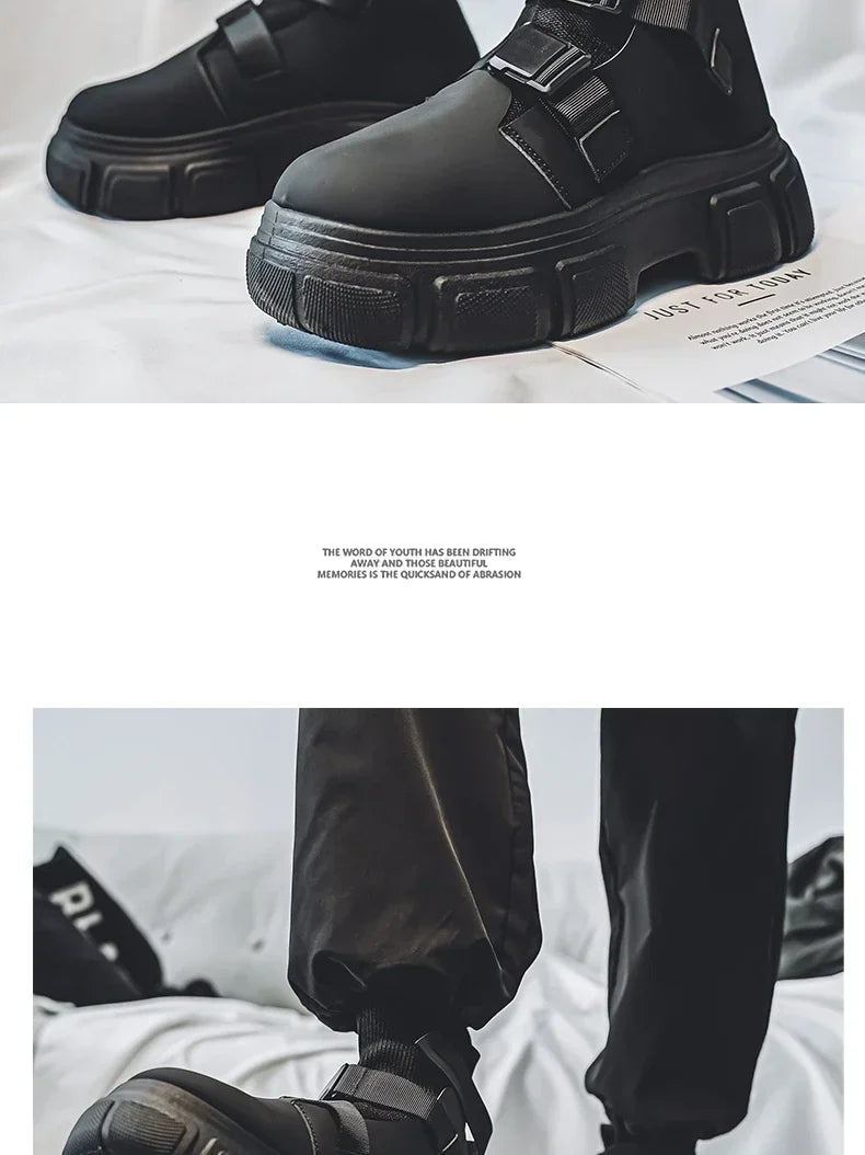 Hommes bottes plate-forme chaussures d'hiver décontracté en plein air cheville en cuir Cowboy tactique randonnée travail baskets concepteur de luxe