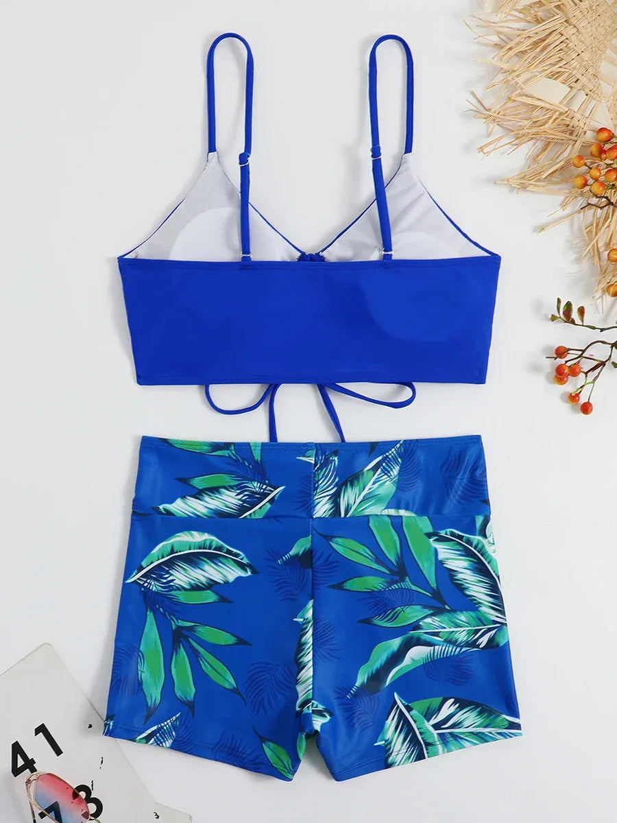 Maillot de Bain Tropical Taille Haute avec Short - Masko shop