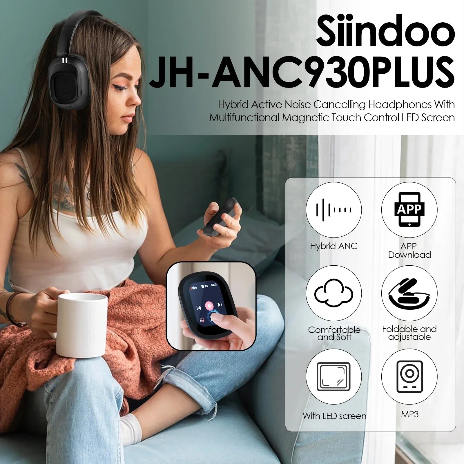 Siindoo JH-ANC930Plus - Écouteurs Sans Fil à Suppression de Bruit - Masko shop