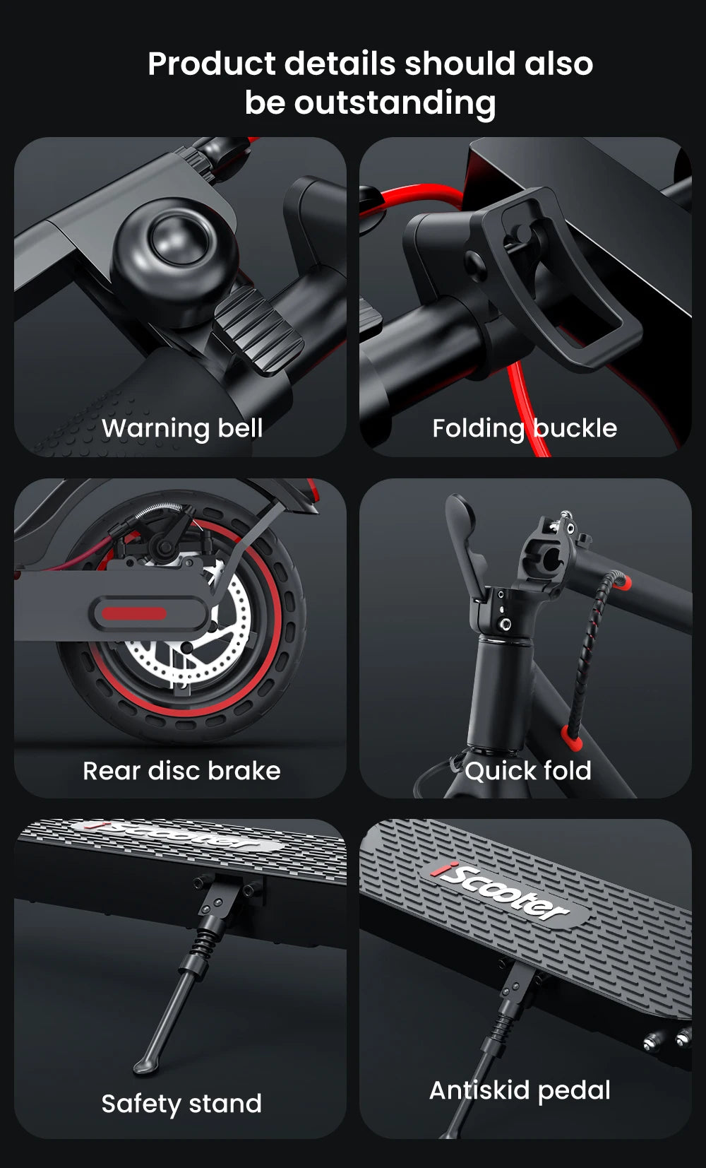 IScooter-Trottinette Électrique i9, Moteur 350W, 36V, 7,5 Ah, Autonomie 30km, 8.5 Pouces, Nid d'Abeille, Rika Scdoms avec Application, Affichage 35%