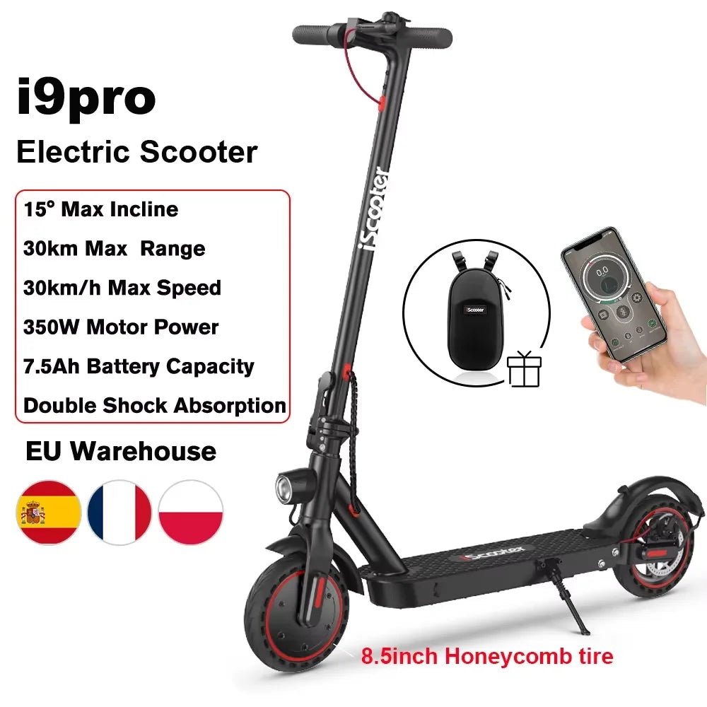 IScooter-Trottinette Électrique i9, Moteur 350W, 36V, 7,5 Ah, Autonomie 30km, 8.5 Pouces, Nid d'Abeille, Rika Scdoms avec Application, Affichage 35%