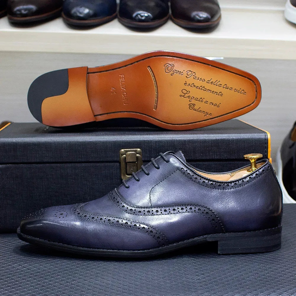 Chaussures Oxford Cuir Brogue - Taille 7-12 - Masko shop