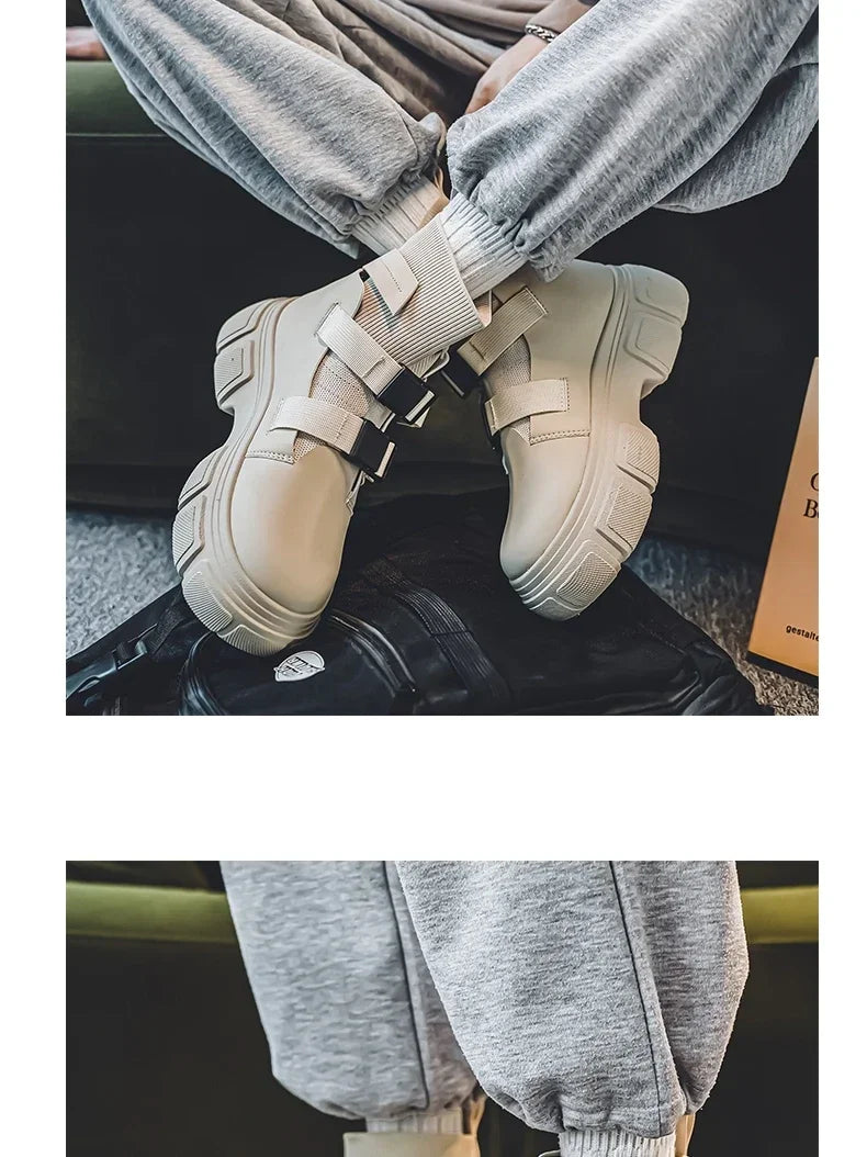 Hommes bottes plate-forme chaussures d'hiver décontracté en plein air cheville en cuir Cowboy tactique randonnée travail baskets concepteur de luxe