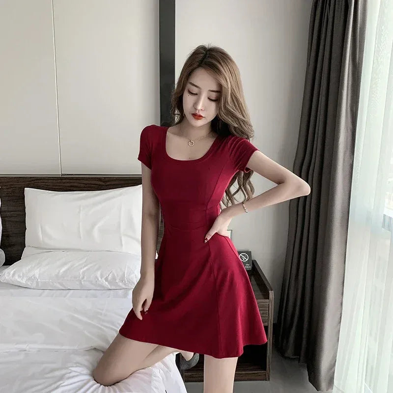 Robe Ligne A Manches Courtes Élégante - Masko shop