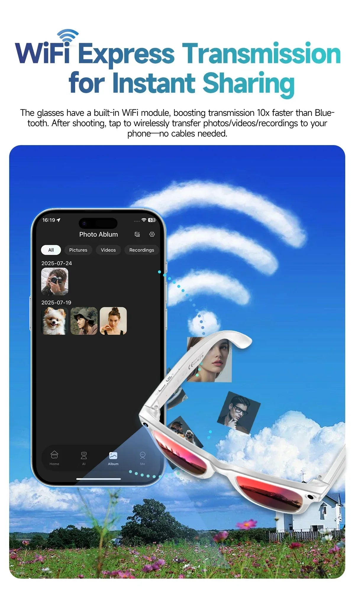 Lunettes Intelligentes AI Caméra 8MP - Masko shop