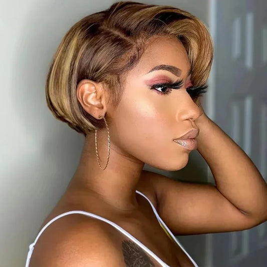 Perruque Brésilienne Naturelle Coupe Pixie - Cheveux Courts Lisses - Masko shop