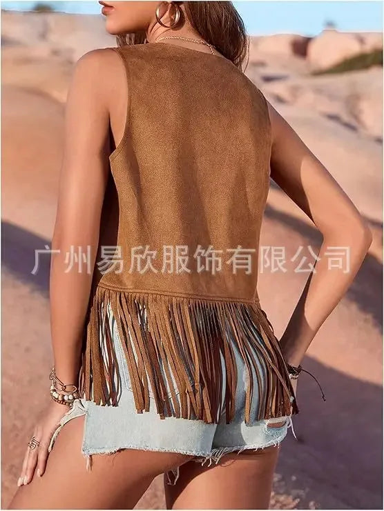 Gilet Western à Franges en Simili Daim - Style Boho - Masko shop