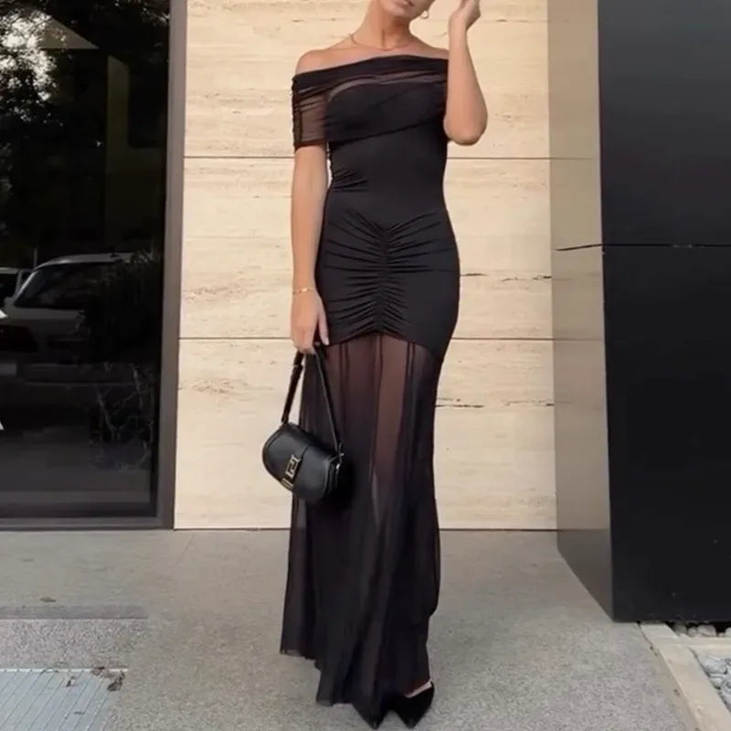 Robe de Soirée Longue SERENA - Maille Plissée Élégante - Masko shop