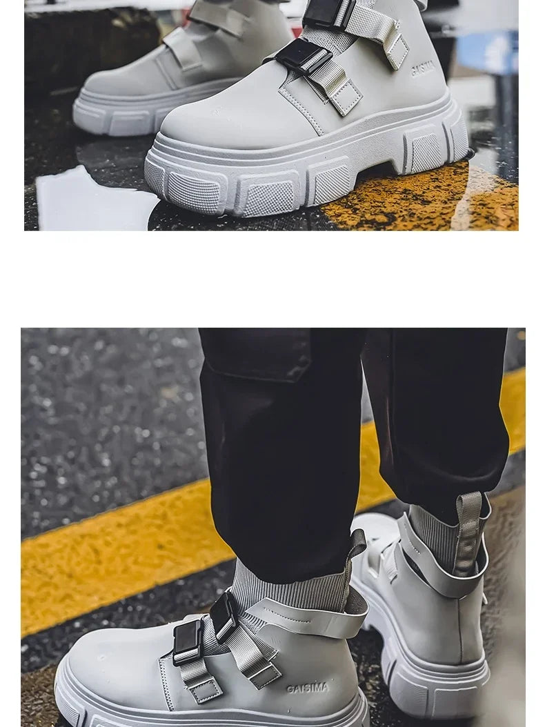 Hommes bottes plate-forme chaussures d'hiver décontracté en plein air cheville en cuir Cowboy tactique randonnée travail baskets concepteur de luxe