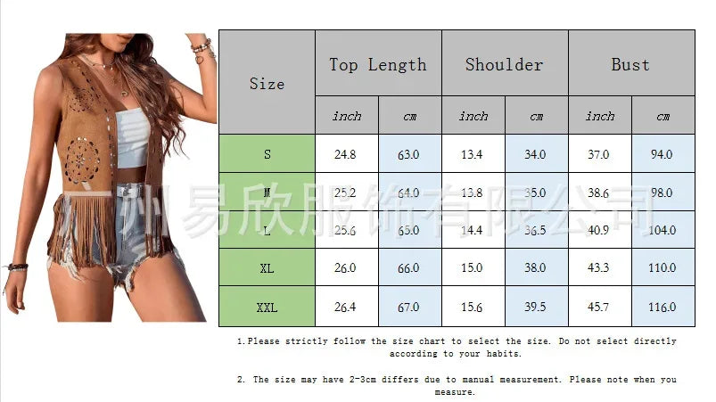 Gilet Western à Franges en Simili Daim - Style Boho - Masko shop