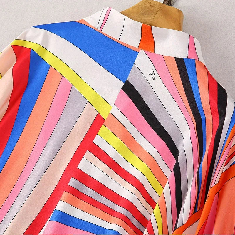 Robe Rayures Colorées - Manches Chauve-Souris - Masko shop