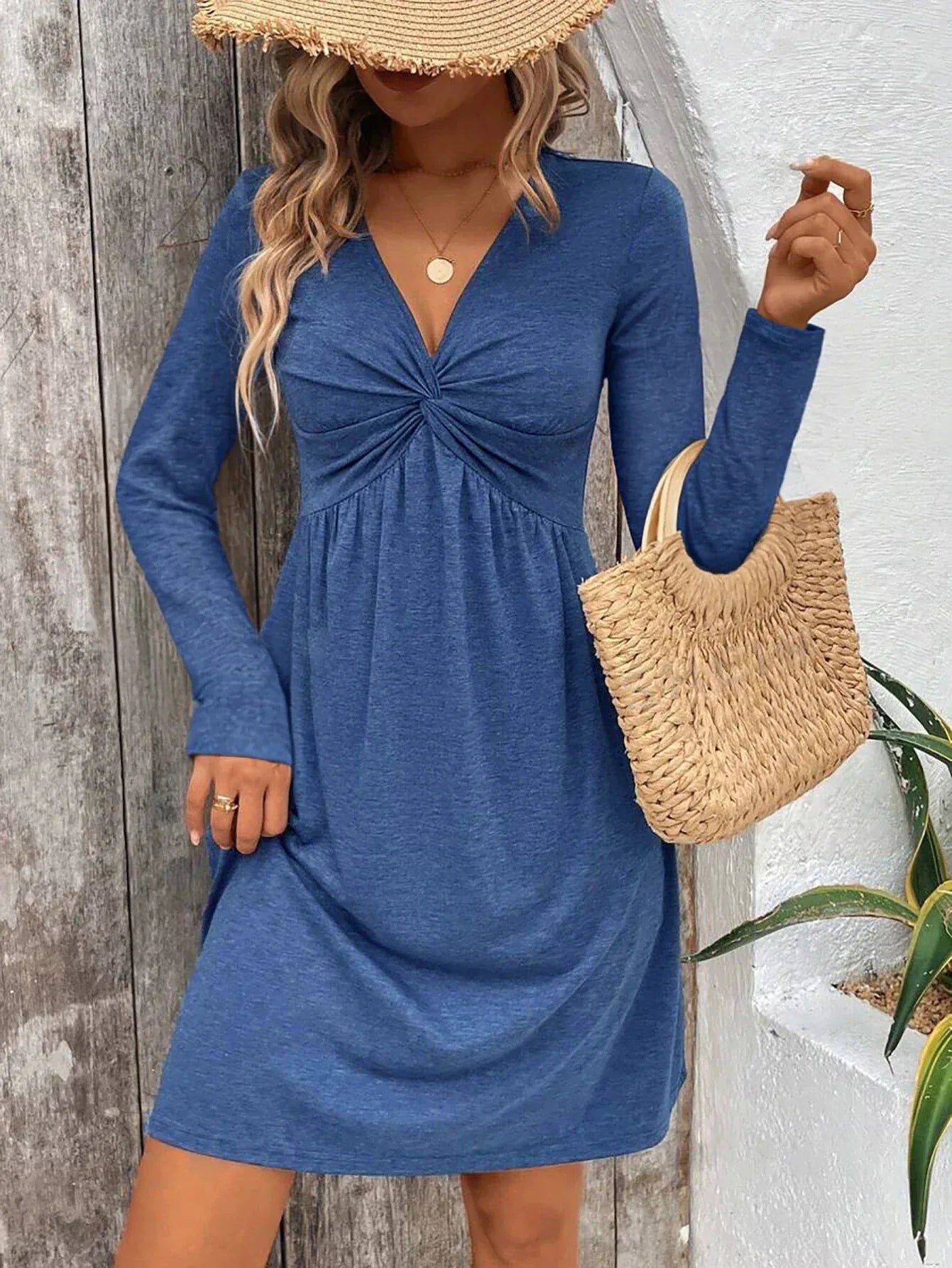 Robe Torsadée à Manches Bouffantes pour Femme - Masko shop