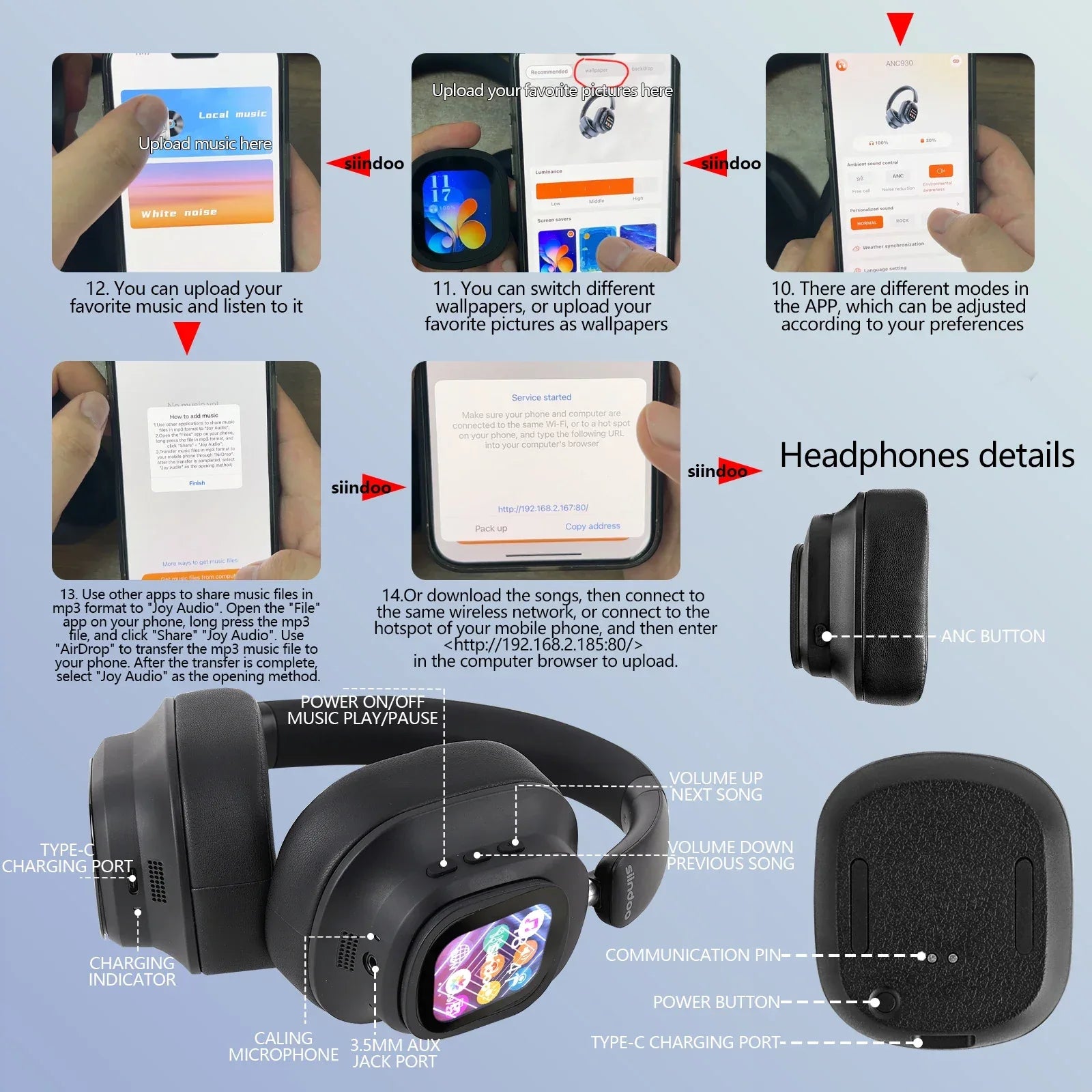 Siindoo JH-ANC930Plus - Écouteurs Sans Fil à Suppression de Bruit - Masko shop