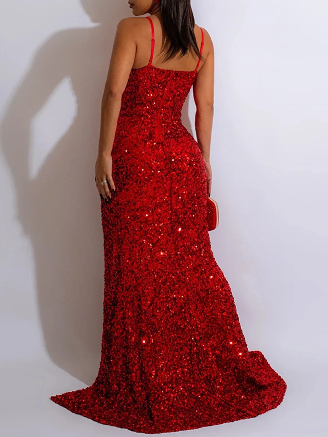 Robe Maxi Noire à Paillettes - Transparente - Style Sexy - Masko shop