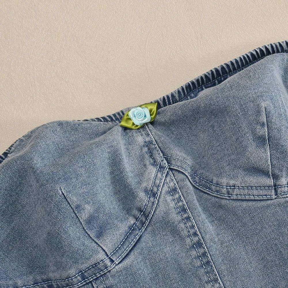 Robe Denim Stretch Dos Nu à Volants - Style Élégant - Masko shop