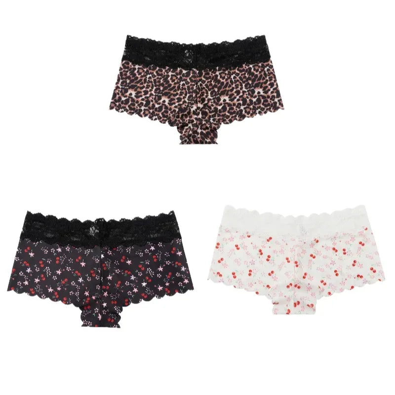 Culottes Léopard Dentelle - Lot 3 Pièces - Masko shop