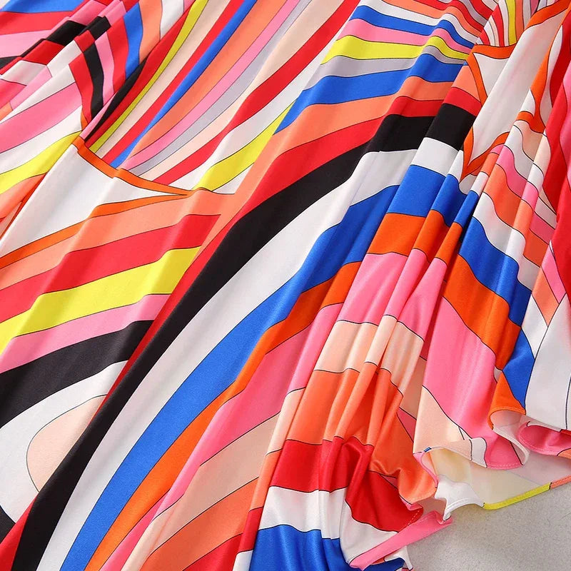 Robe Rayures Colorées - Manches Chauve-Souris - Masko shop