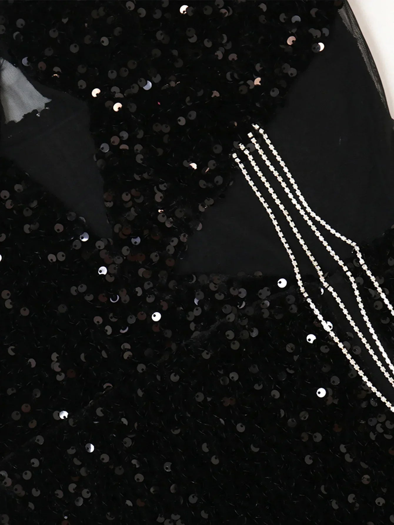 Robe Maxi Noire à Paillettes - Transparente - Style Sexy - Masko shop