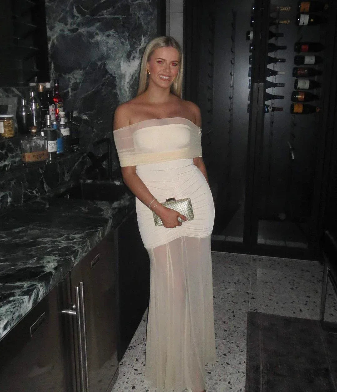 Robe de Soirée Longue SERENA - Maille Plissée Élégante - Masko shop