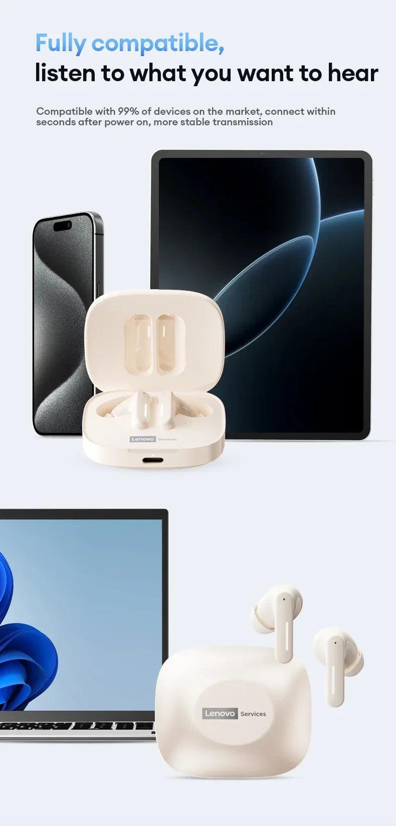 Casque Bluetooth Lenovo LE209 - ANC 30H Autonomie - Masko shop