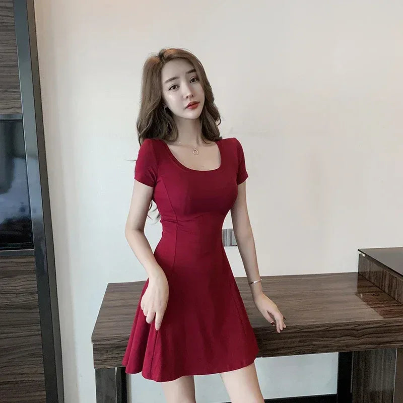 Robe Ligne A Manches Courtes Élégante - Masko shop