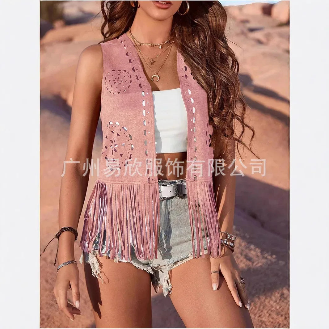 Gilet Western à Franges en Simili Daim - Style Boho - Masko shop