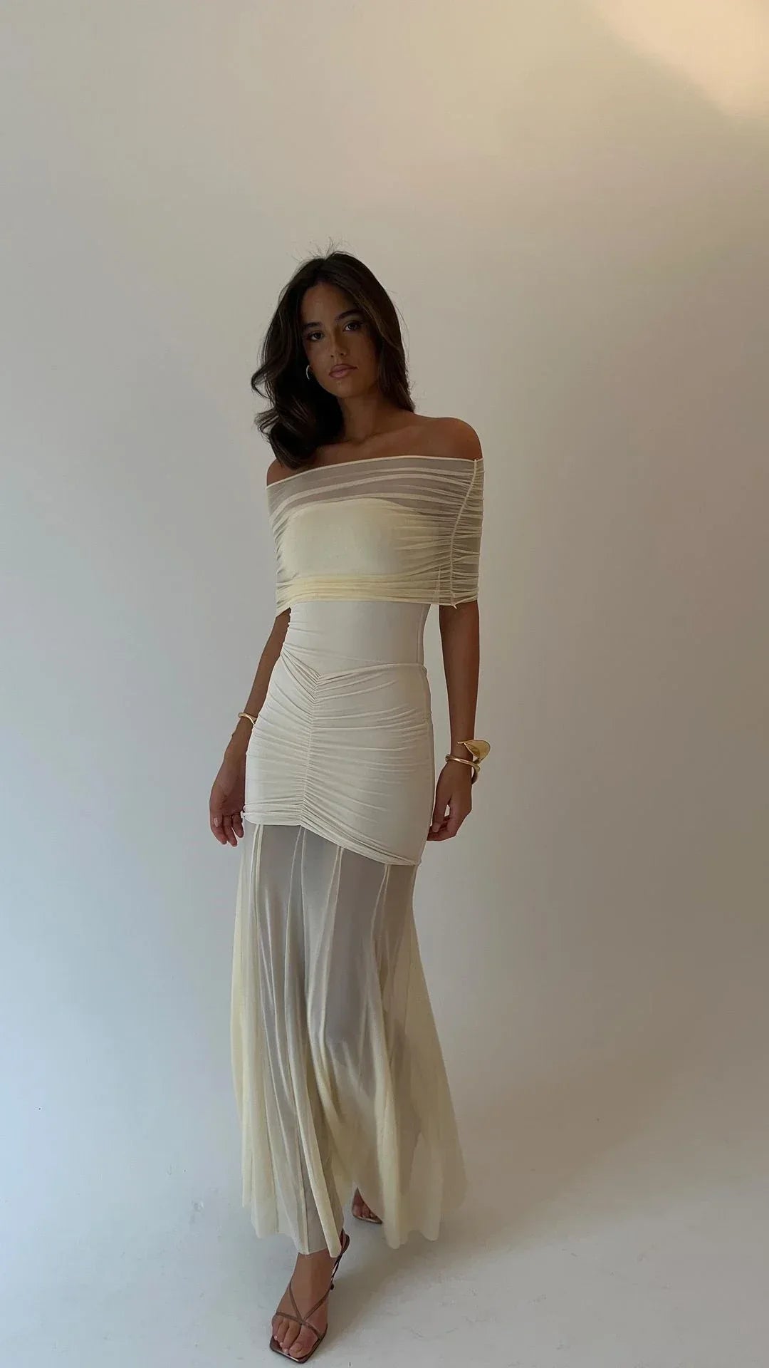 Robe de Soirée Longue SERENA - Maille Plissée Élégante - Masko shop