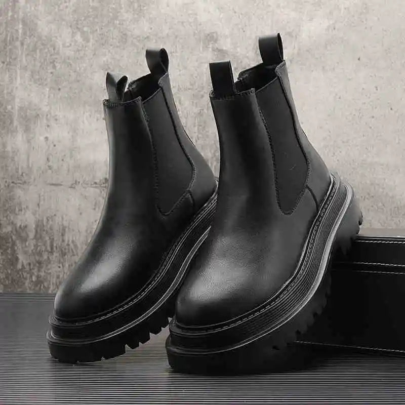 Hommes de luxe mode fête bal haute chelsea bottes automne hiver chaussures noir blanc cowboy plate-forme botte en cuir original botas homme
